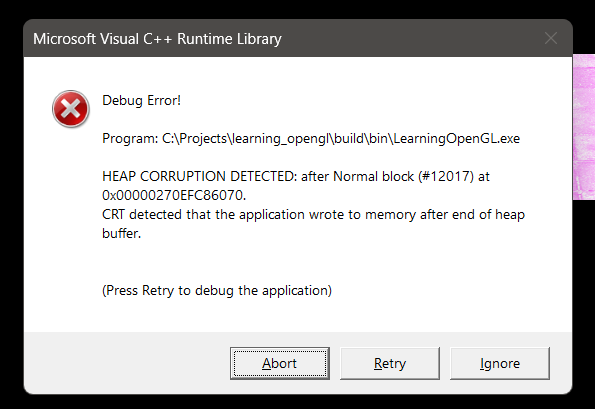 Windows Heap Corruption Error
