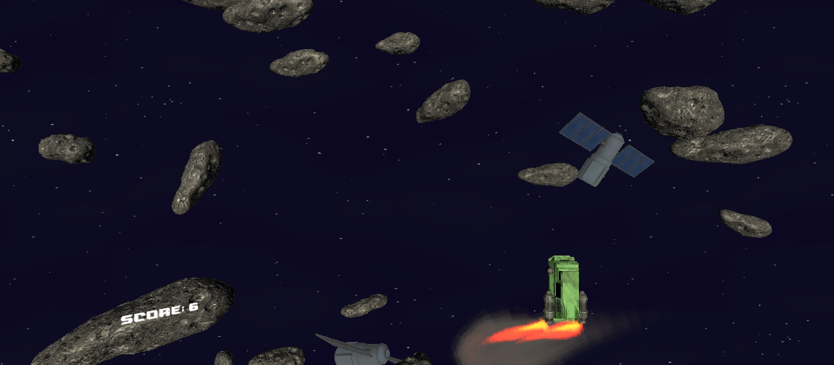 Later in a run, with satellites and asteroids