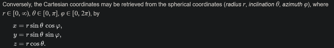 spherical to cartesian